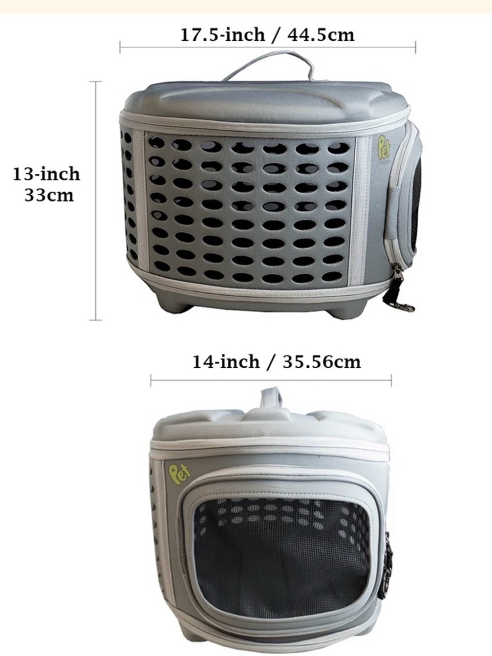 Light Gray Pet Carrier Backpack with Mesh Ventilation